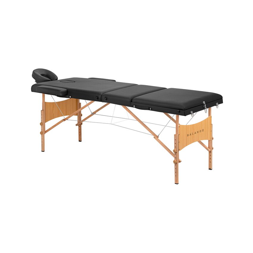 Opvouwbare massagetafel Balance hout 3-delig zwart