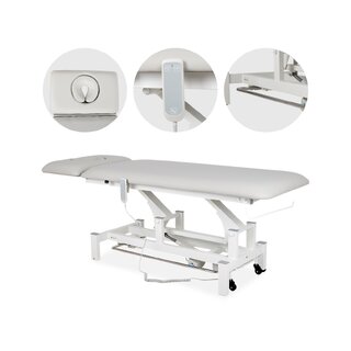 Fortis 2 ERGO massagetafel, elektrische voetbediening en wielen - lichtgrijs
