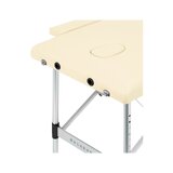 Opvouwbare massagetafel, gebalanceerd aluminium, 2-delig, crèmekleurig.