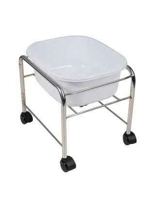 Recht voetenbad chroom met wielen