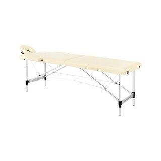 Opvouwbare massagetafel, gebalanceerd aluminium, 2-delig, crèmekleurig.