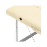 Opvouwbare massagetafel, gebalanceerd aluminium, 2-delig, crèmekleurig.