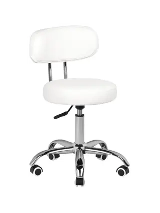 Behandelstoel rond op wielen a-007 wit