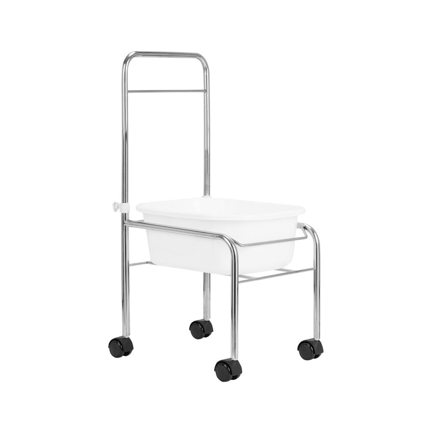 Voetenbad op wielen voor pedicure, verchroomd