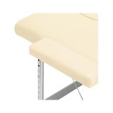 Opvouwbare massagetafel, gebalanceerd aluminium, 2-delig, crèmekleurig.