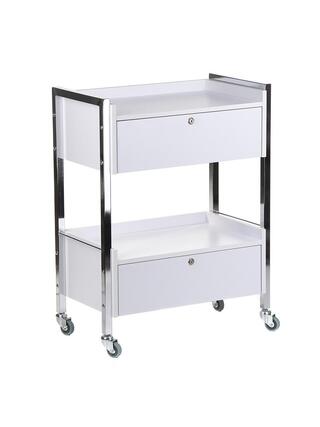 Witte rolkast met 2 laden en slot