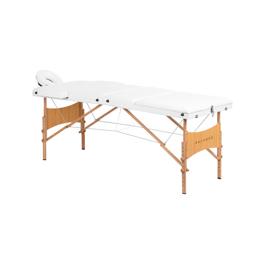 Opvouwbare massagetafel Balance Lux hout 3-delig 190x70 wit
