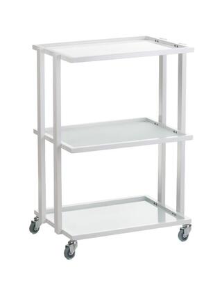 Glazen trolley met wielen - Wit