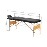 Opvouwbare massagetafel Balance hout 2-delig zwart