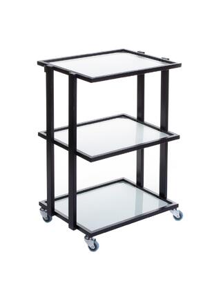 Glazen trolley met wielen - Zwart
