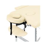 Opvouwbare massagetafel, gebalanceerd aluminium, 2-delig, crèmekleurig.