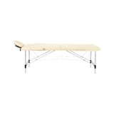Opvouwbare massagetafel, gebalanceerd aluminium, 2-delig, crèmekleurig.