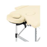 Opvouwbare massagetafel, gebalanceerd aluminium, 2-delig, crèmekleurig.