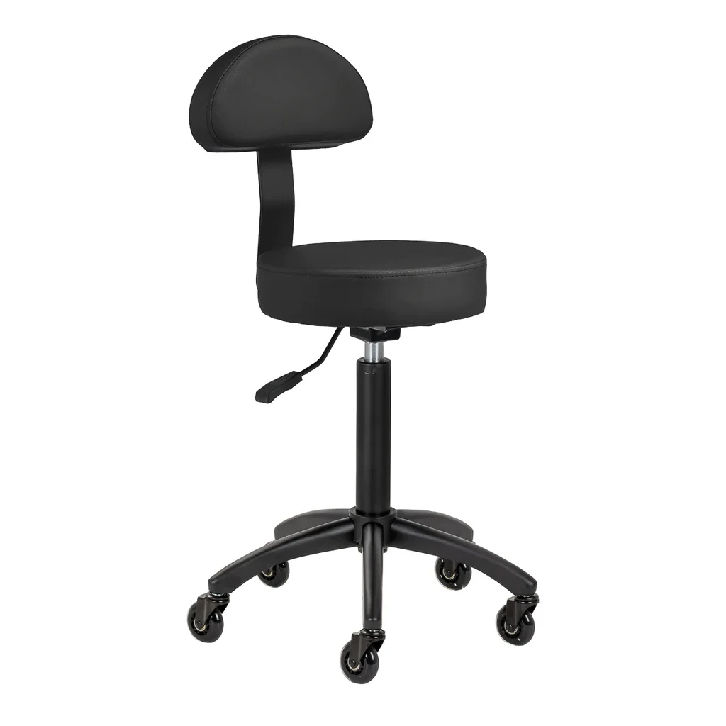 Ronde werkstoel met inline wielen D026 - Zwart